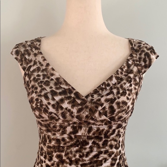 Adrianna Papell Animal Print Ruched Bodycon Sheath Dress - 4 - Picture 3 of 15